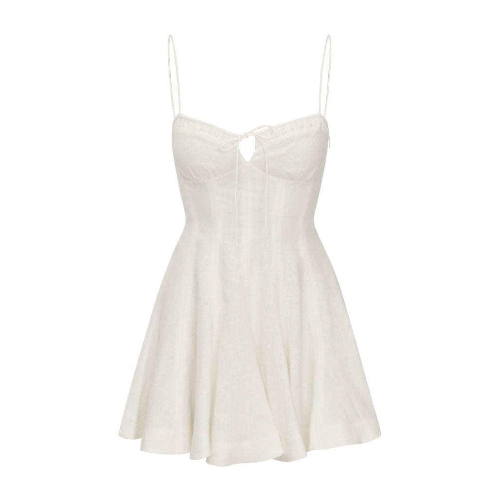 Loveshackfancy 'Shai' Cream Linen A-Line Mini Dress Size 00 - NWT
