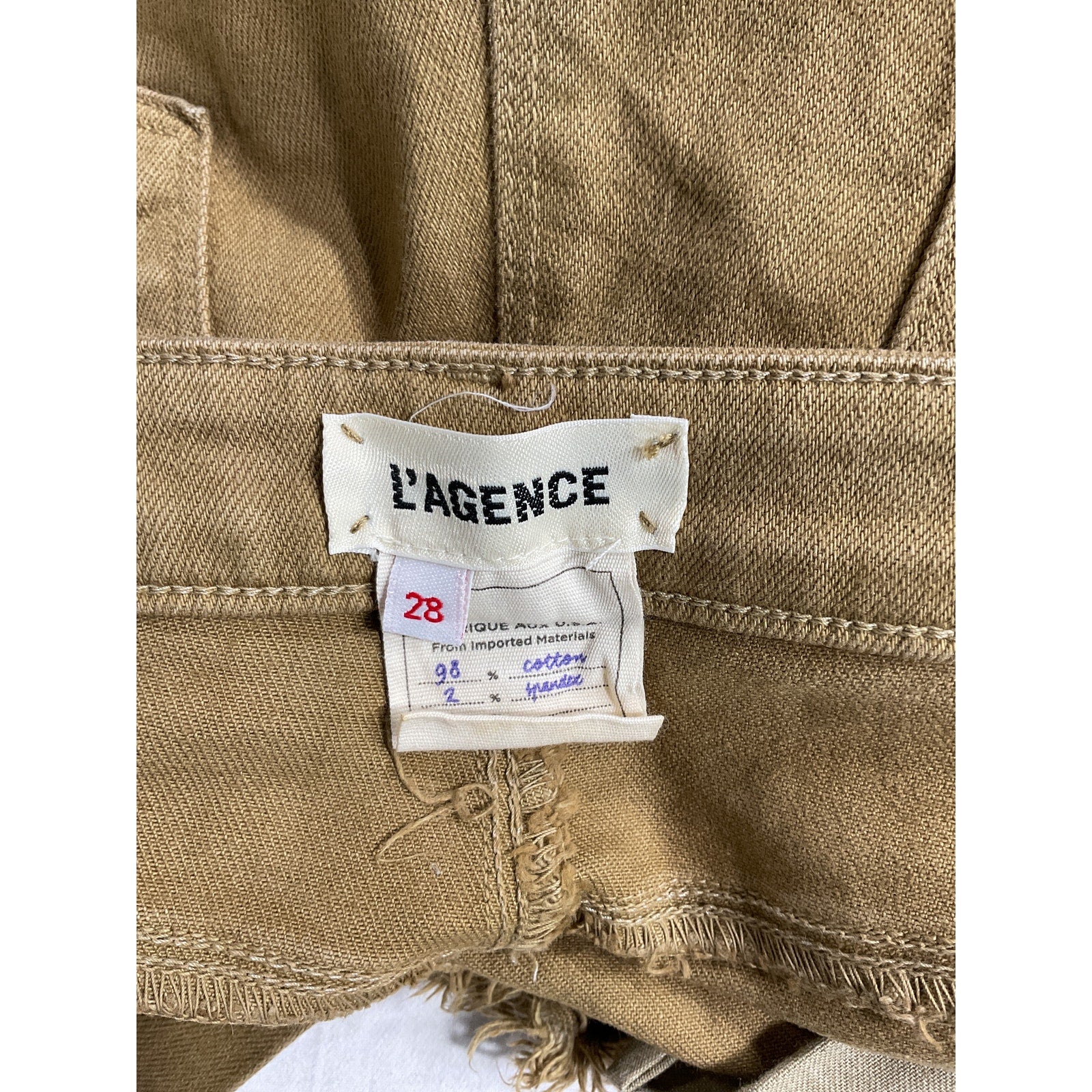 L'Agence High Line High Rise Skinny Tan Destroyed Denim Jeans Size 28