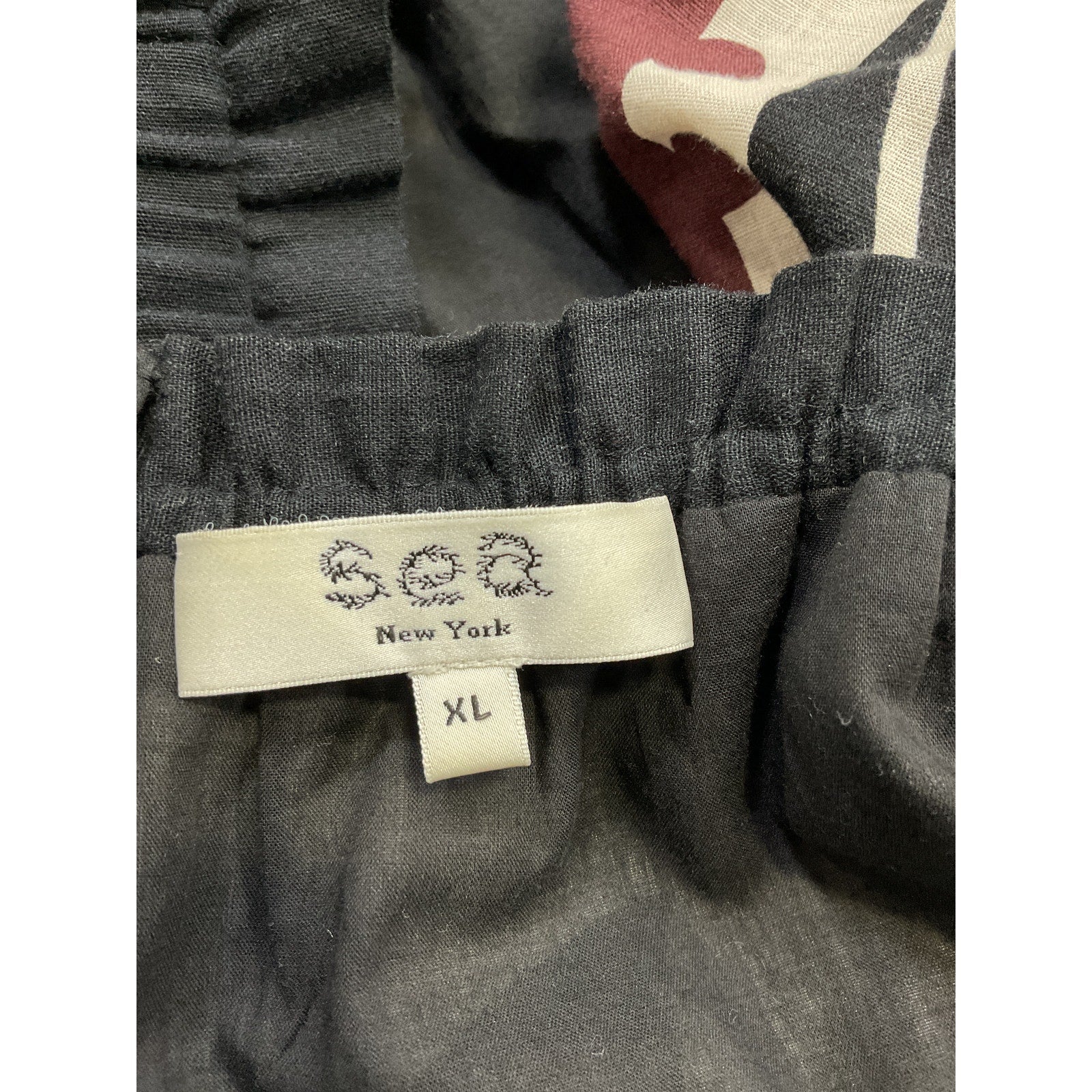 Sea New York 'Liora' Black Elbow Sleeve Cropped Top Size XL