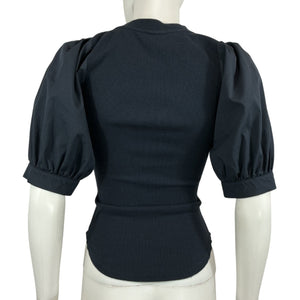 Cinq A Sept Puff-Sleeve Blue Amaya Top Size XS