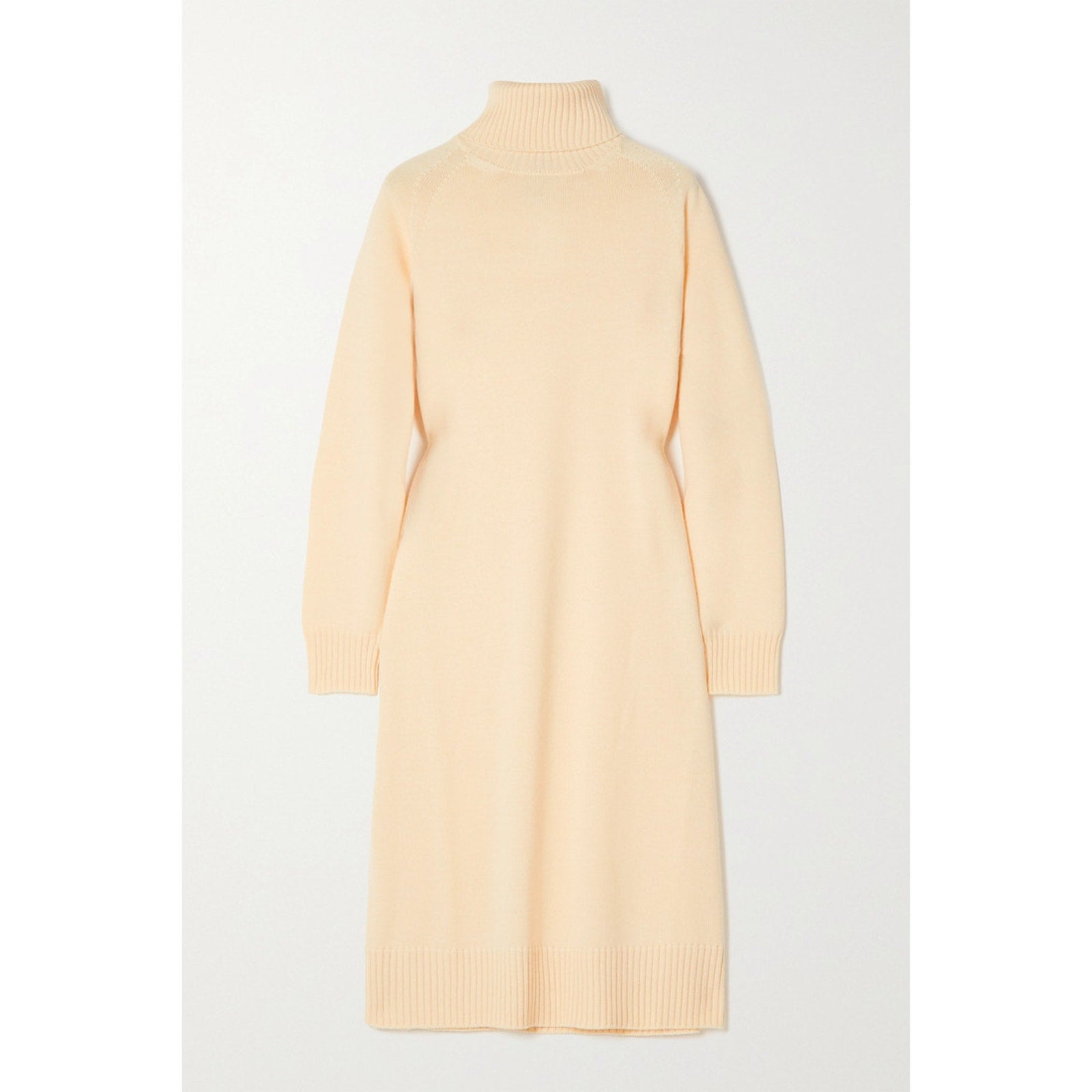Max Mara 'Linfa' Tan Wool Turtleneck Midi Dress Size S