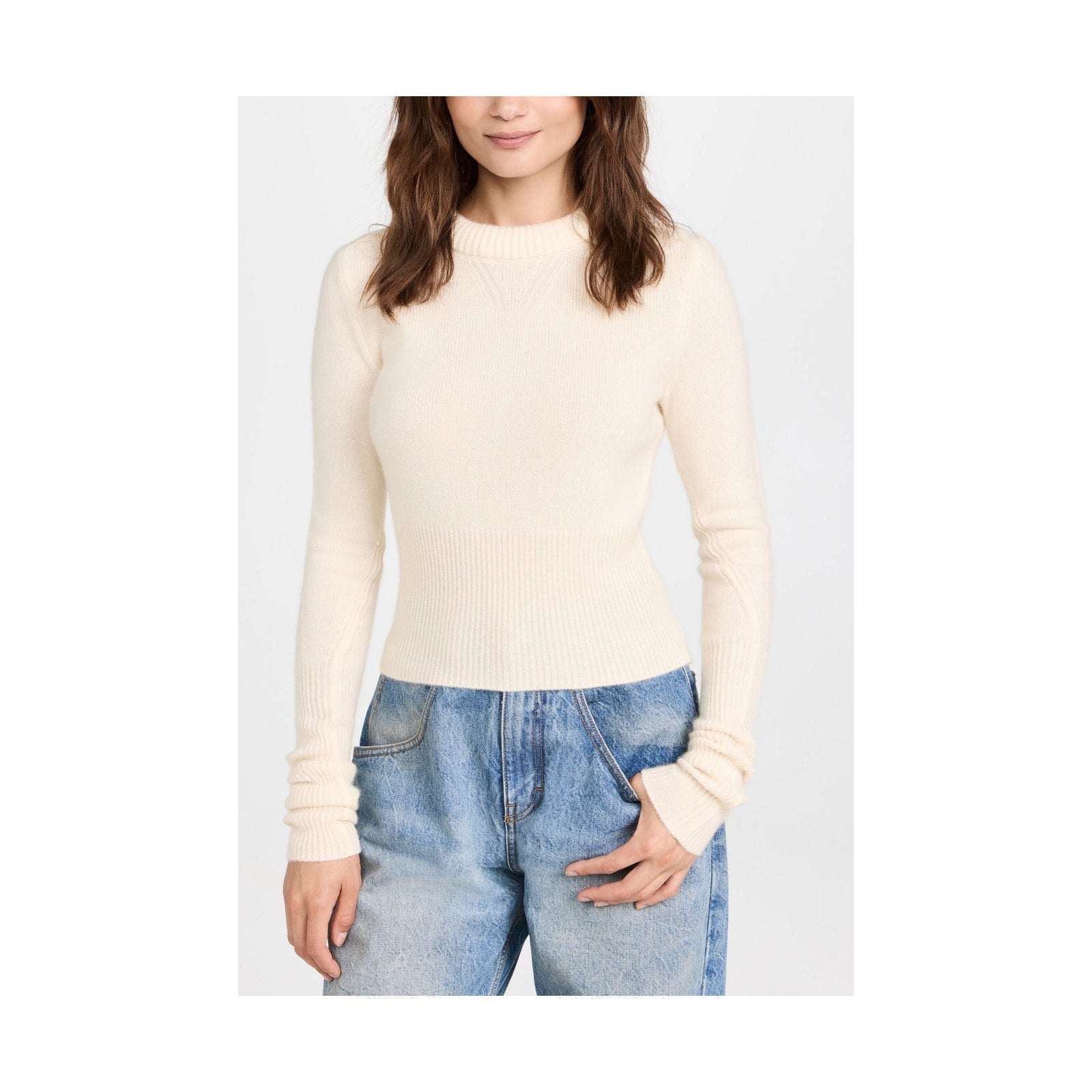 Rag & Bone 'Pierce' Ivory Slim Crew Neck Cashmere Sweater Size M