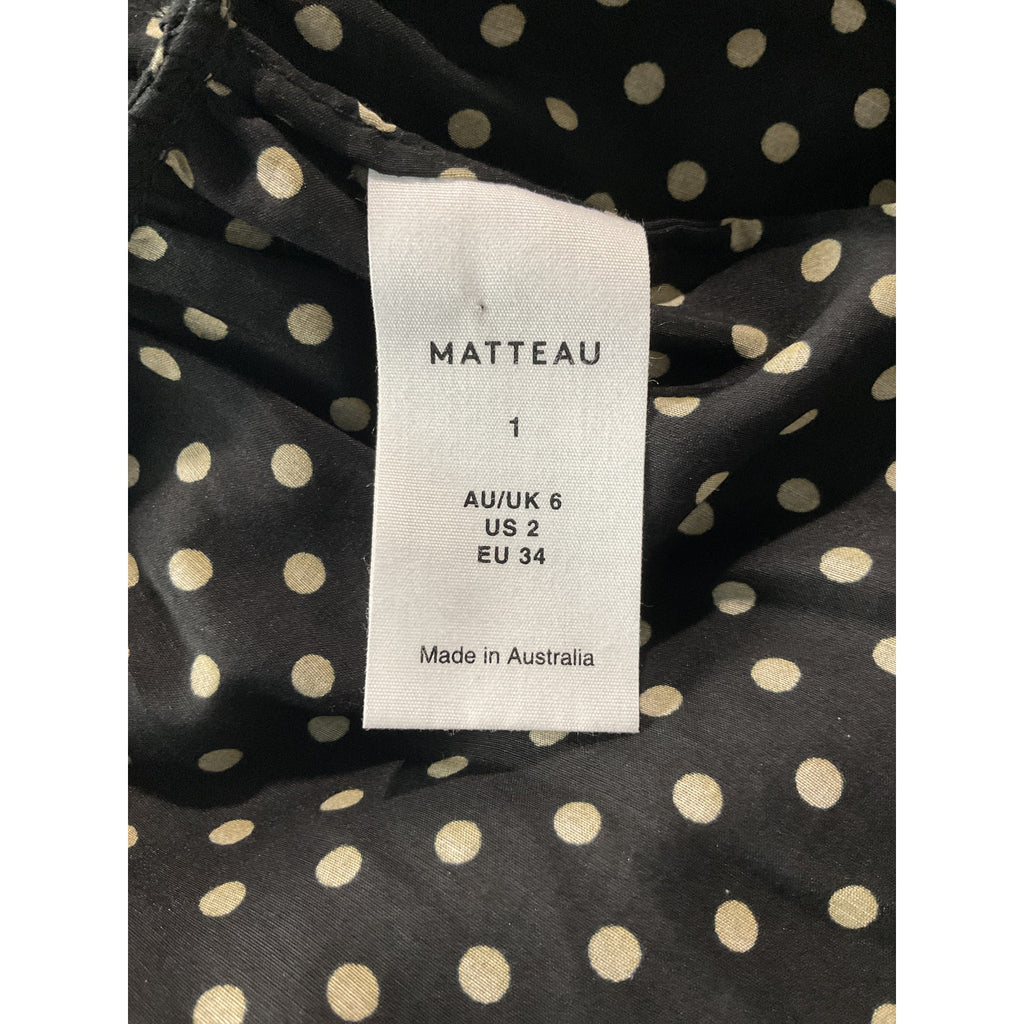 Matteau Polka Dot Black Cotton Print Long Skirt Size 2