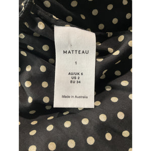 Matteau Polka Dot Black Cotton Print Long Skirt Size 2