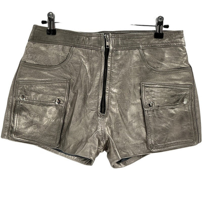 Understated Leather Metallic Silver Life On Mars Cargo Shorts Size M