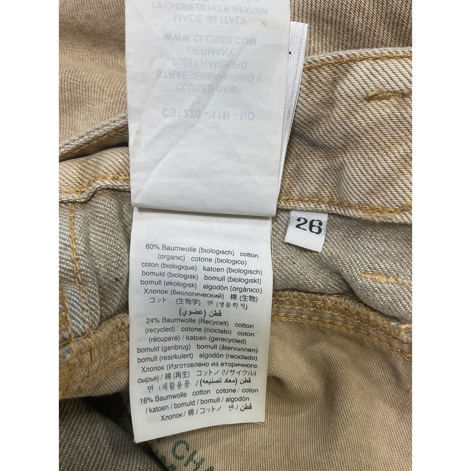 Closed 'X-Lent' Tan Denim Jeans Size 26