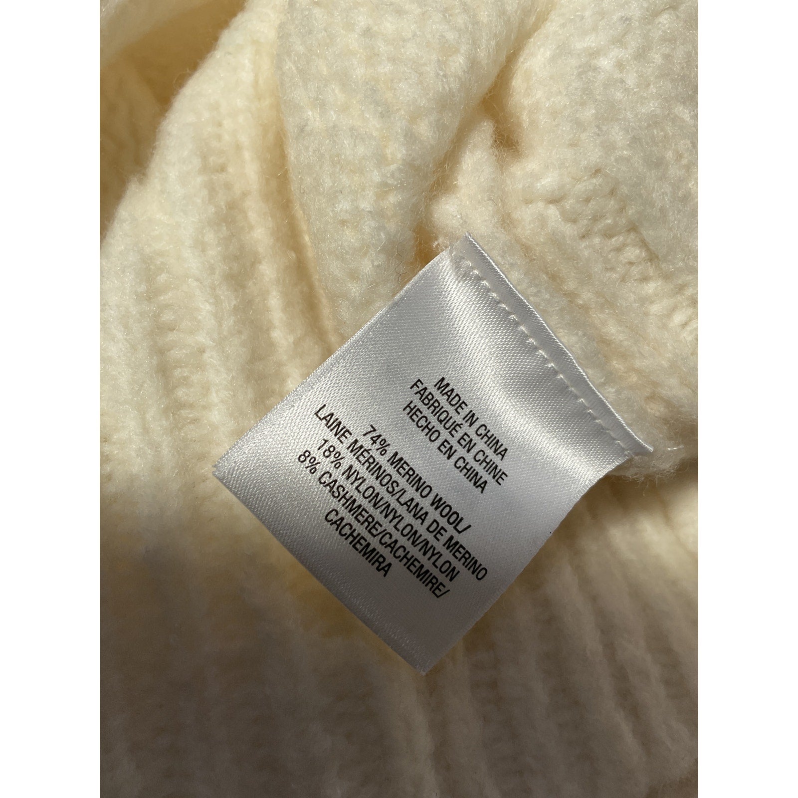 Favorite Daughter 'The Winter William' White Merino Wool Blend V Neck Sweater Size L