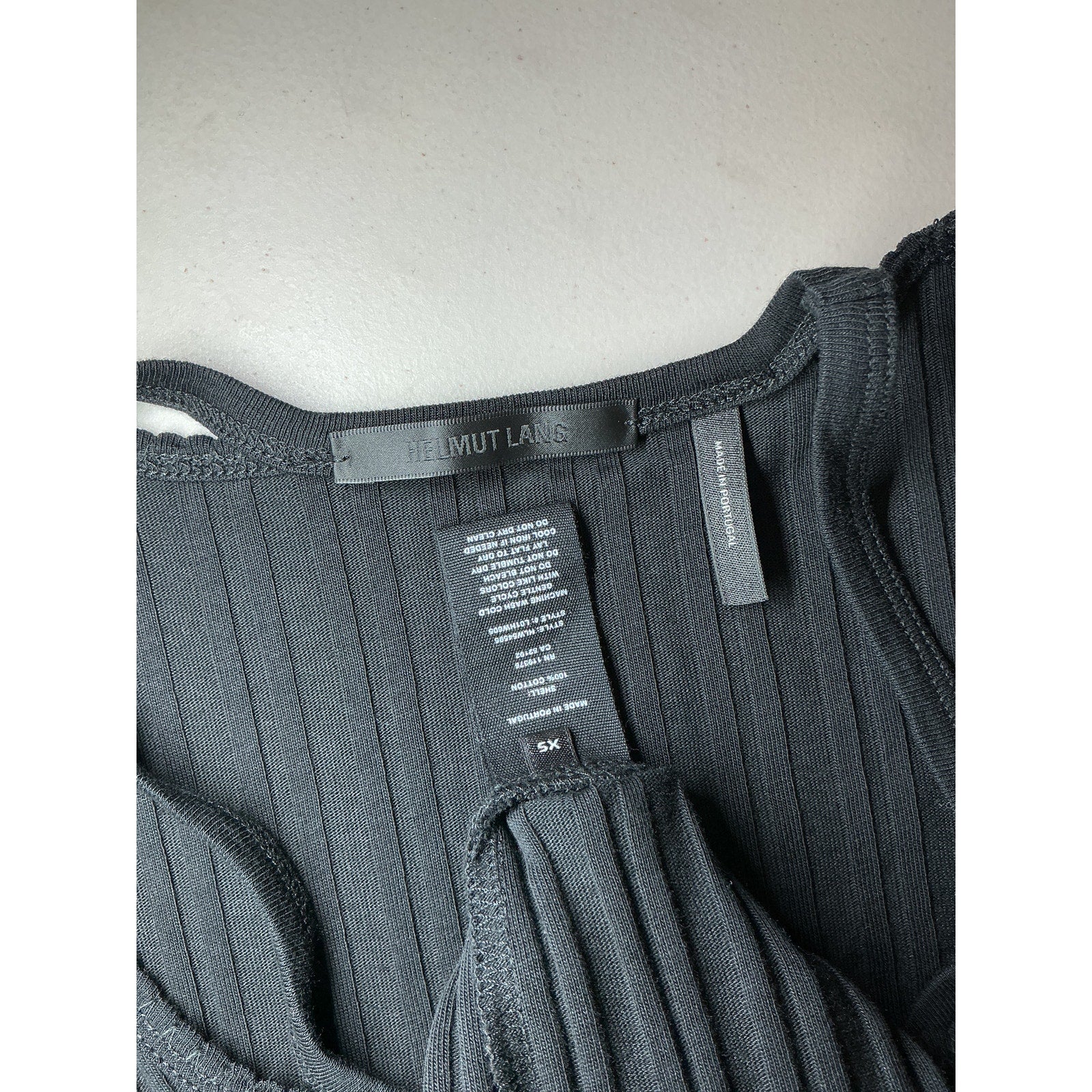 Helmut Lang Cutout Black Cotton Ribbed Cotton-Jersey Mini Dress Size XS