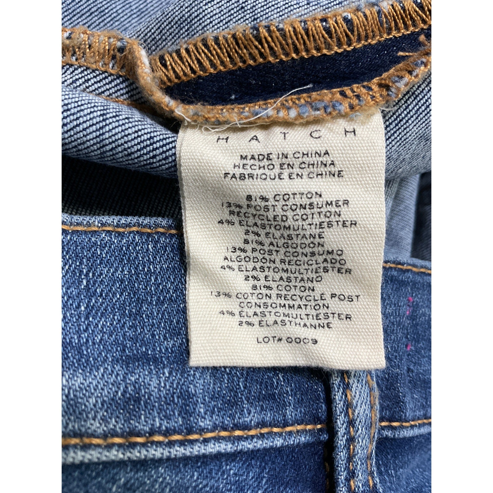 Hatch The Slim 'Maternity' Blue Cotton Jean Size 28