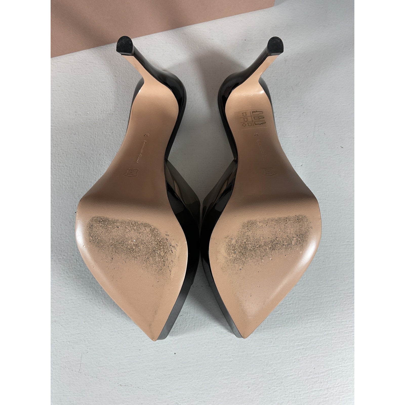Gianvito Rossi 'Betty' Black Leather Platform Mules Size 7