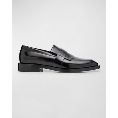 Stuart Weitzman 'Royce Kiltie' Black Leather Brushed Calf Loafer Size 7