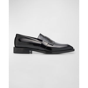 Stuart Weitzman 'Royce Kiltie' Black Leather Brushed Calf Loafer Size 7