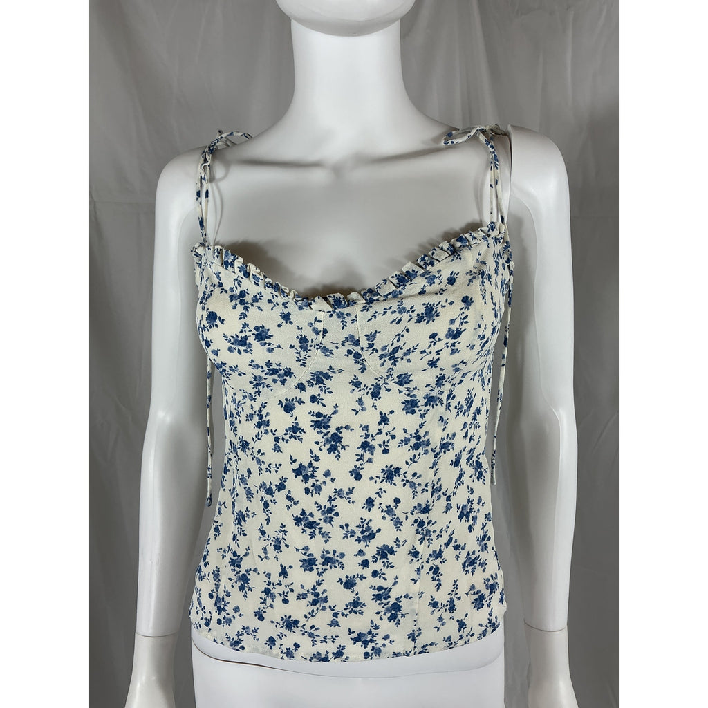 Reformation 'Novena' Blue Crepe Top Size 10