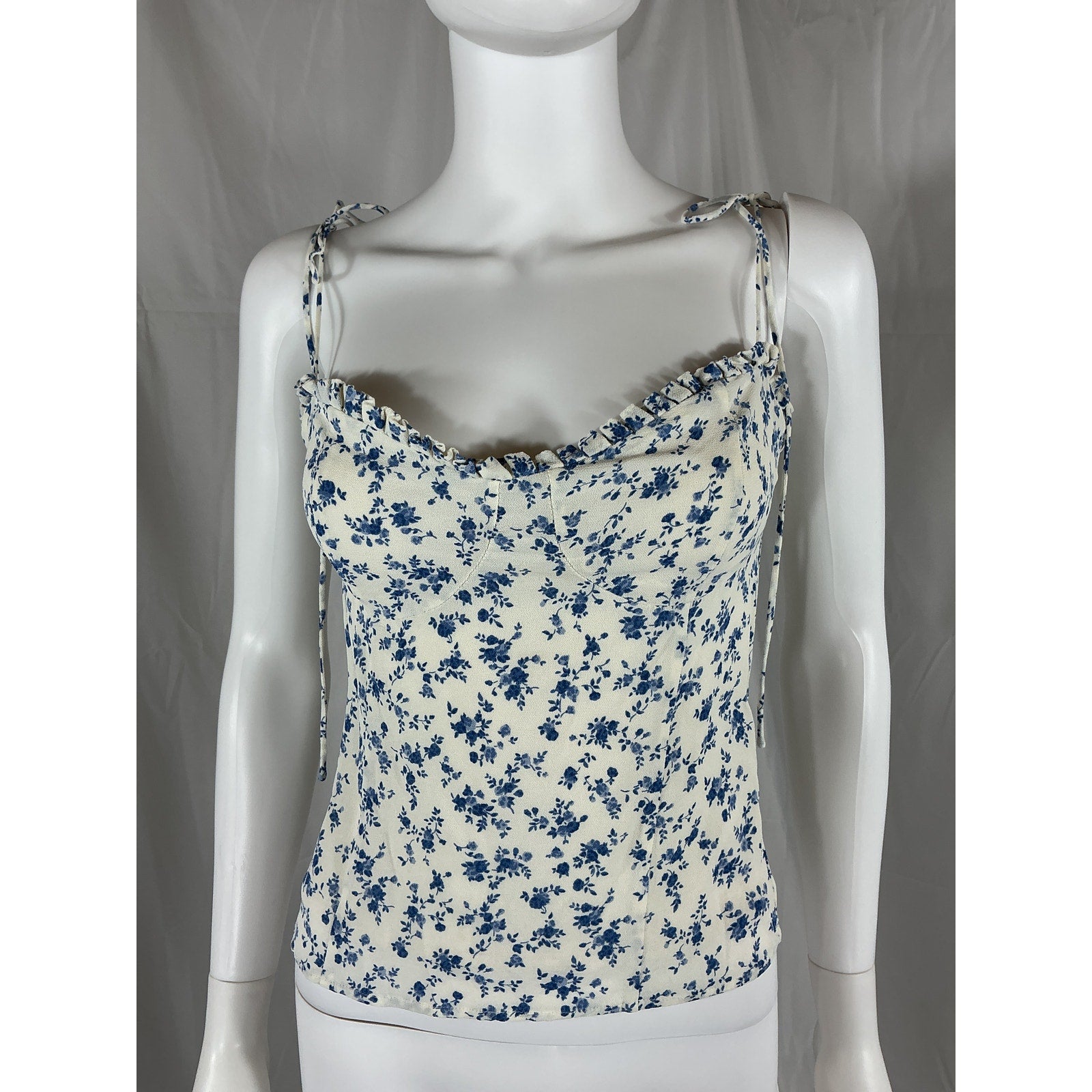 Reformation 'Novena' Blue Crepe Top Size 10