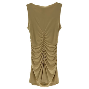 Norma Kamali Ruched Beige Pickleball Dress Size S