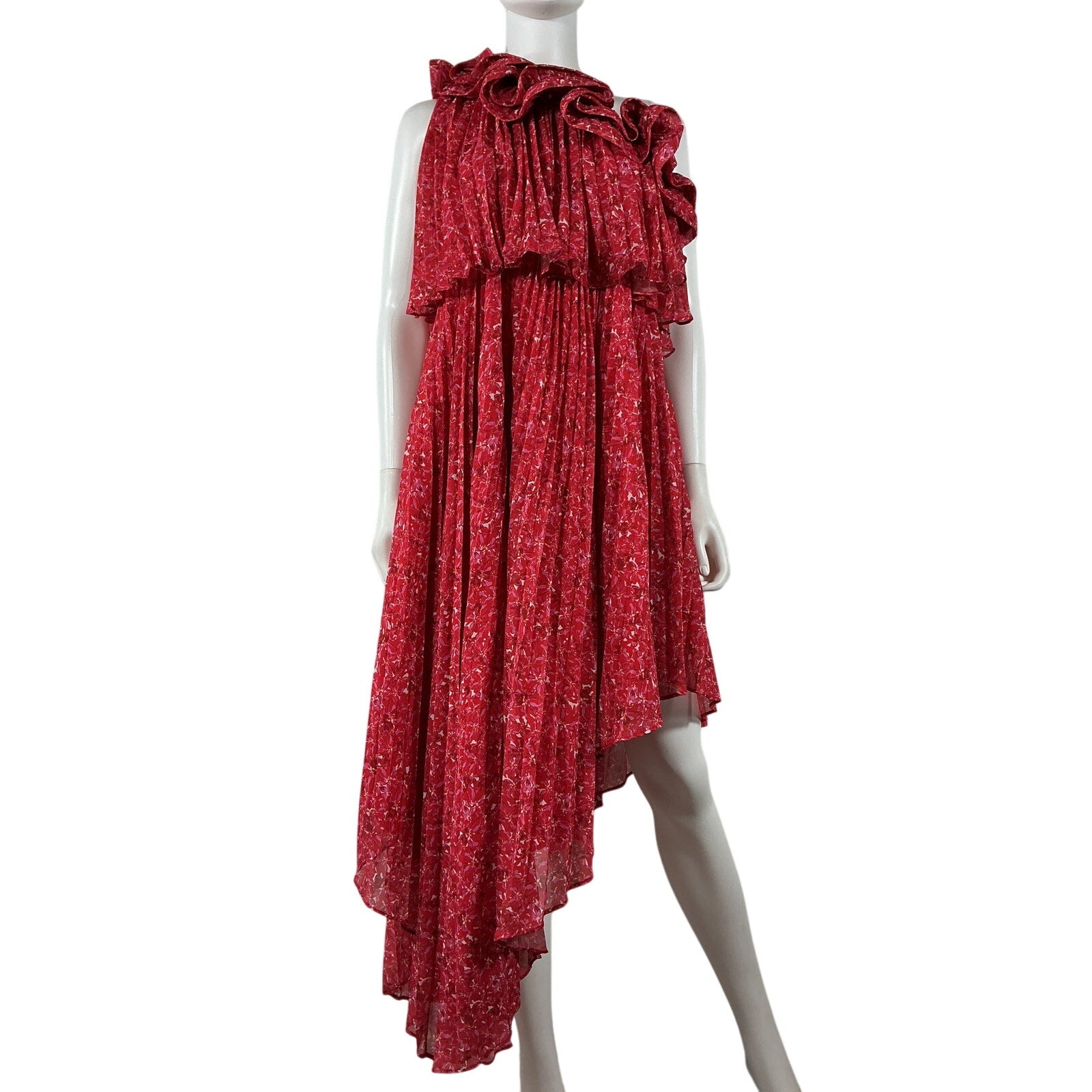 Amur Floral Print Red Polyester Long Dress Size 2