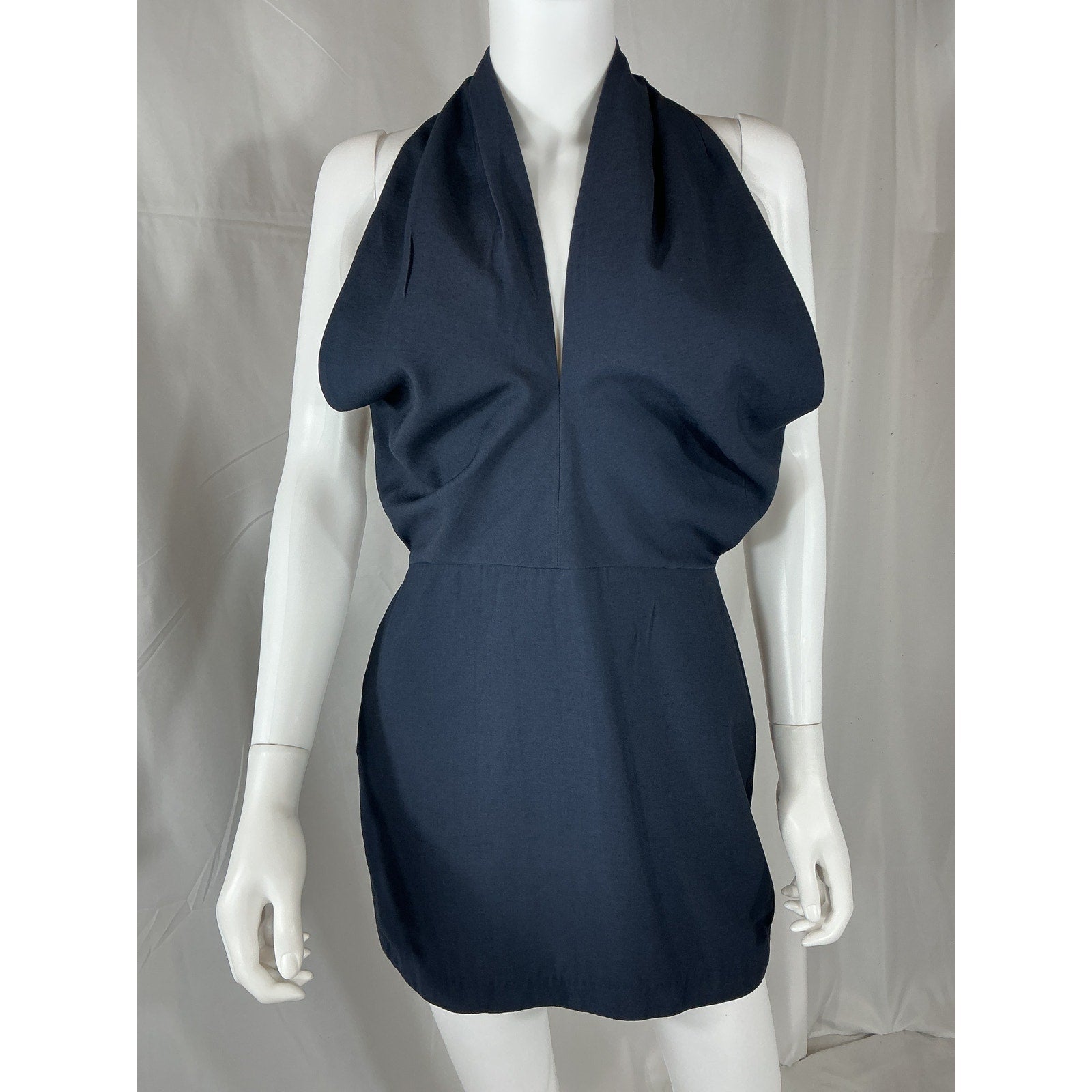 The Sei Cross Navy Viscose Front Halter Mini Dress Size 6
