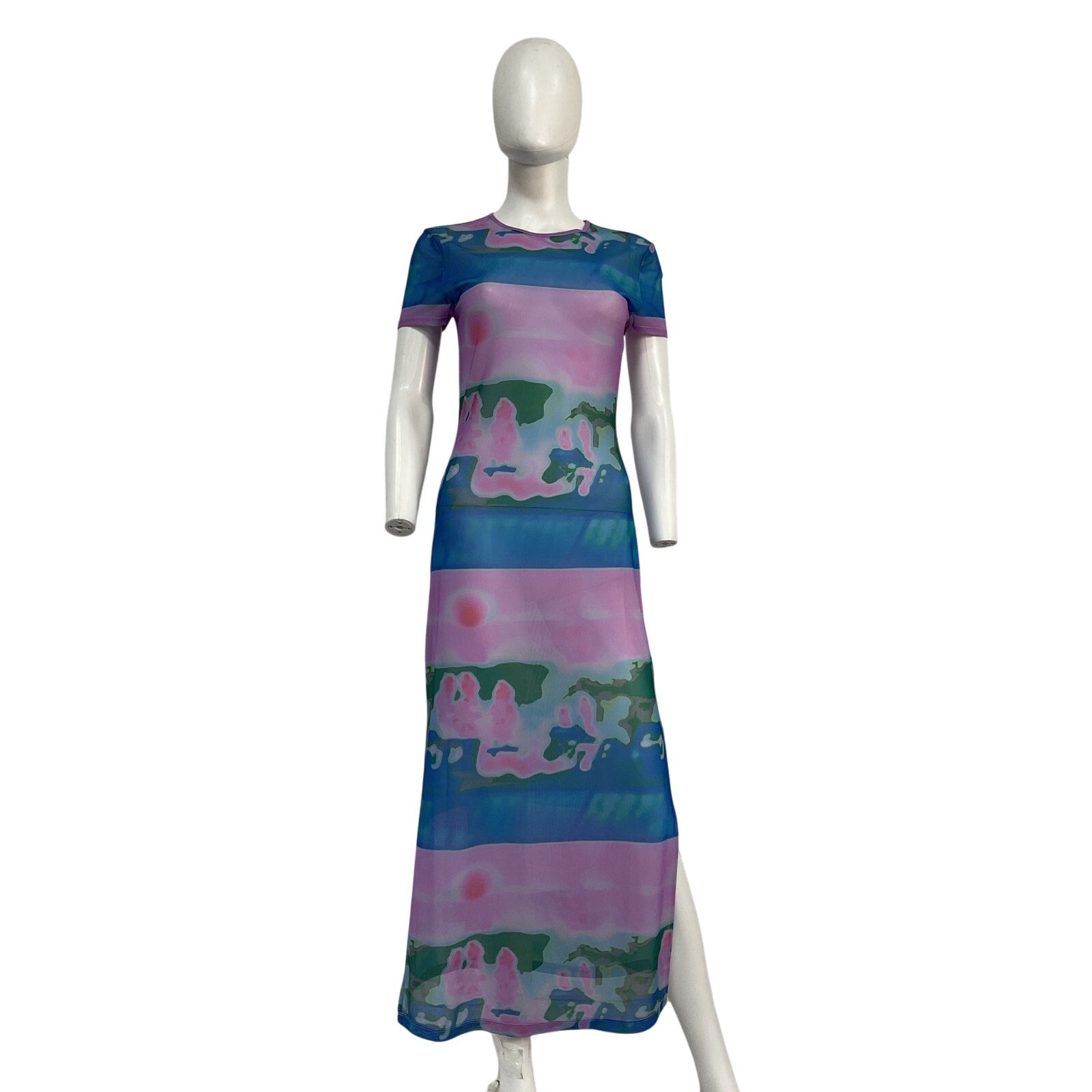 Miaou 'Billie' Blue Polyester Midi Dress Size S