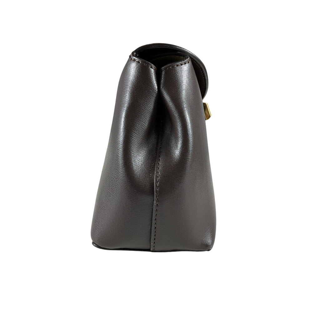 Toteme 'T-Lock' Brown Leather Textured-Leather Clutch OS