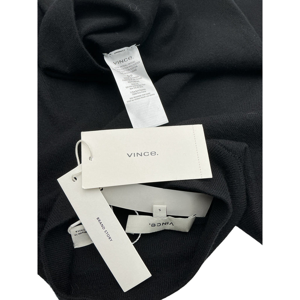 Vince Open Back Puff Sleeve Black Mock Neck Sweater Size S