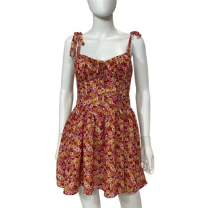 For Love & Lemons Floral Red Felicia Mini Dress Size M