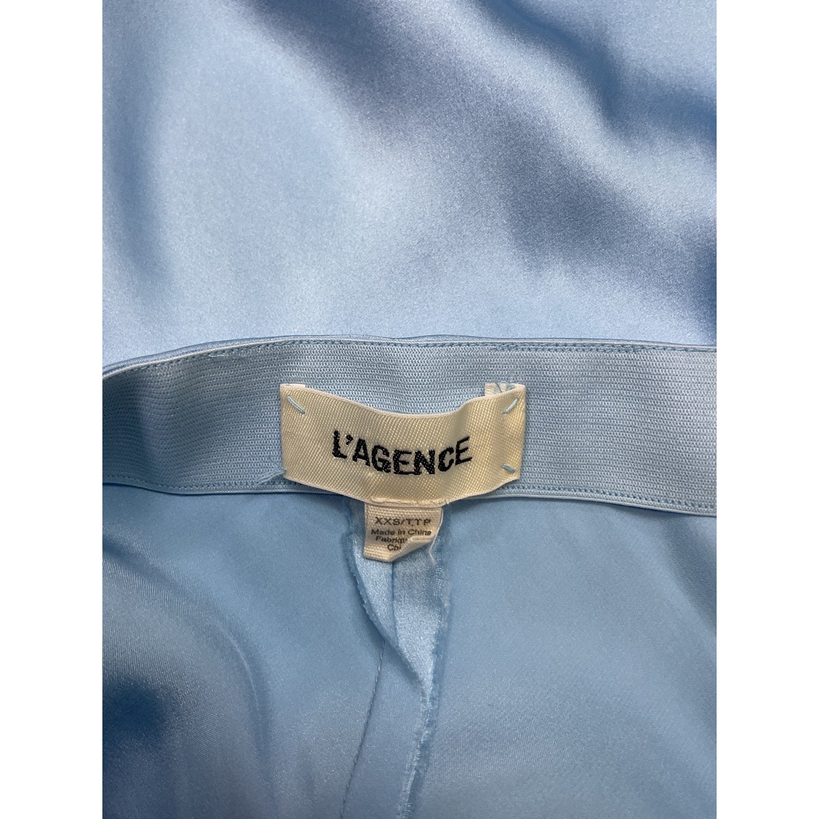 L'Agence 'Perin' Blue Silk Midi Skirt Size XXS