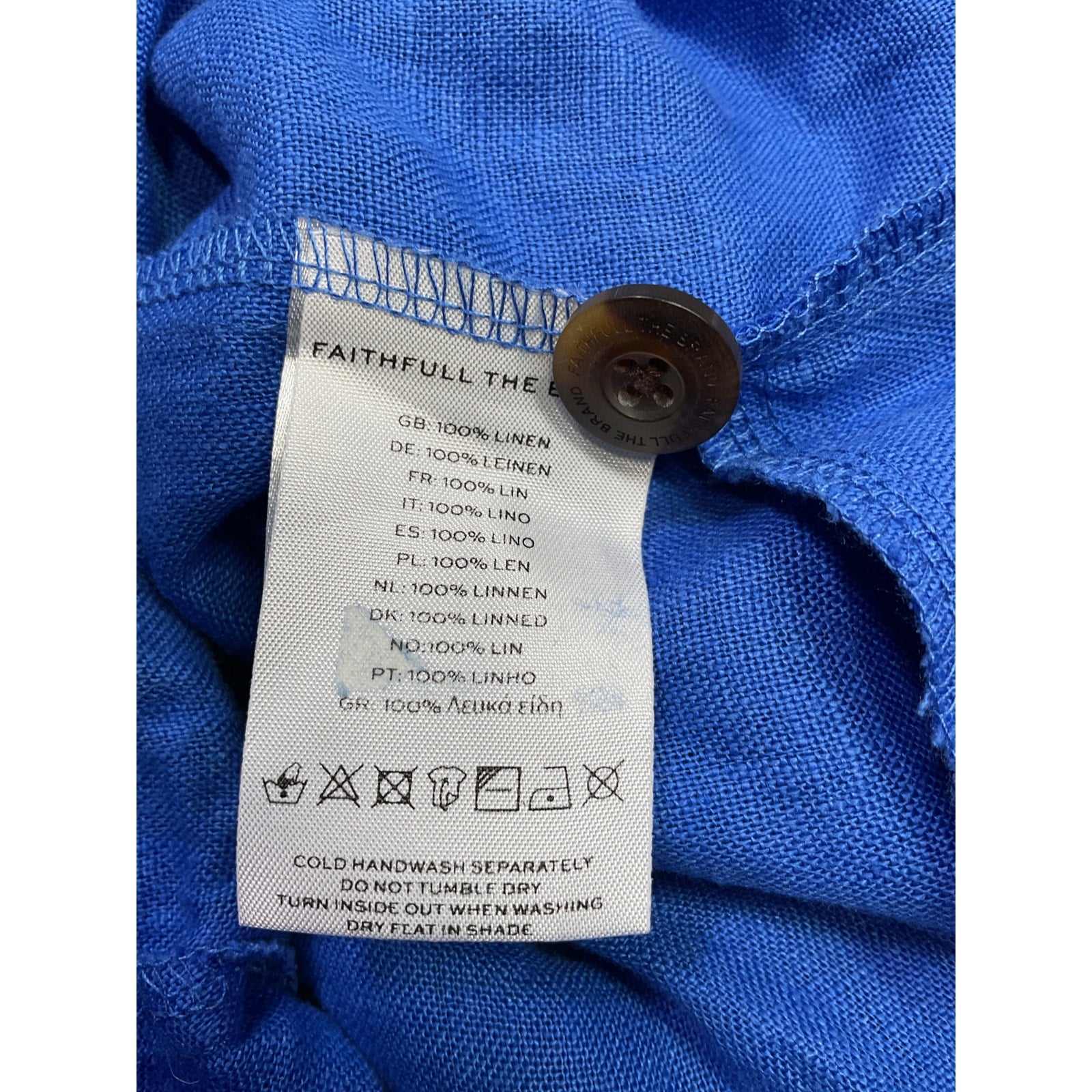Faithfull The Brand 'Francois' Blue Linen Pants Size M