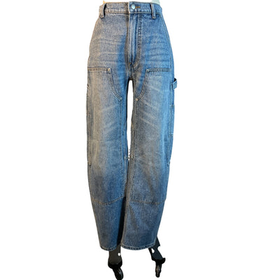 Alexander Wang High Waist Classic Worn Indigo Workwear Denim Jeans Size 25