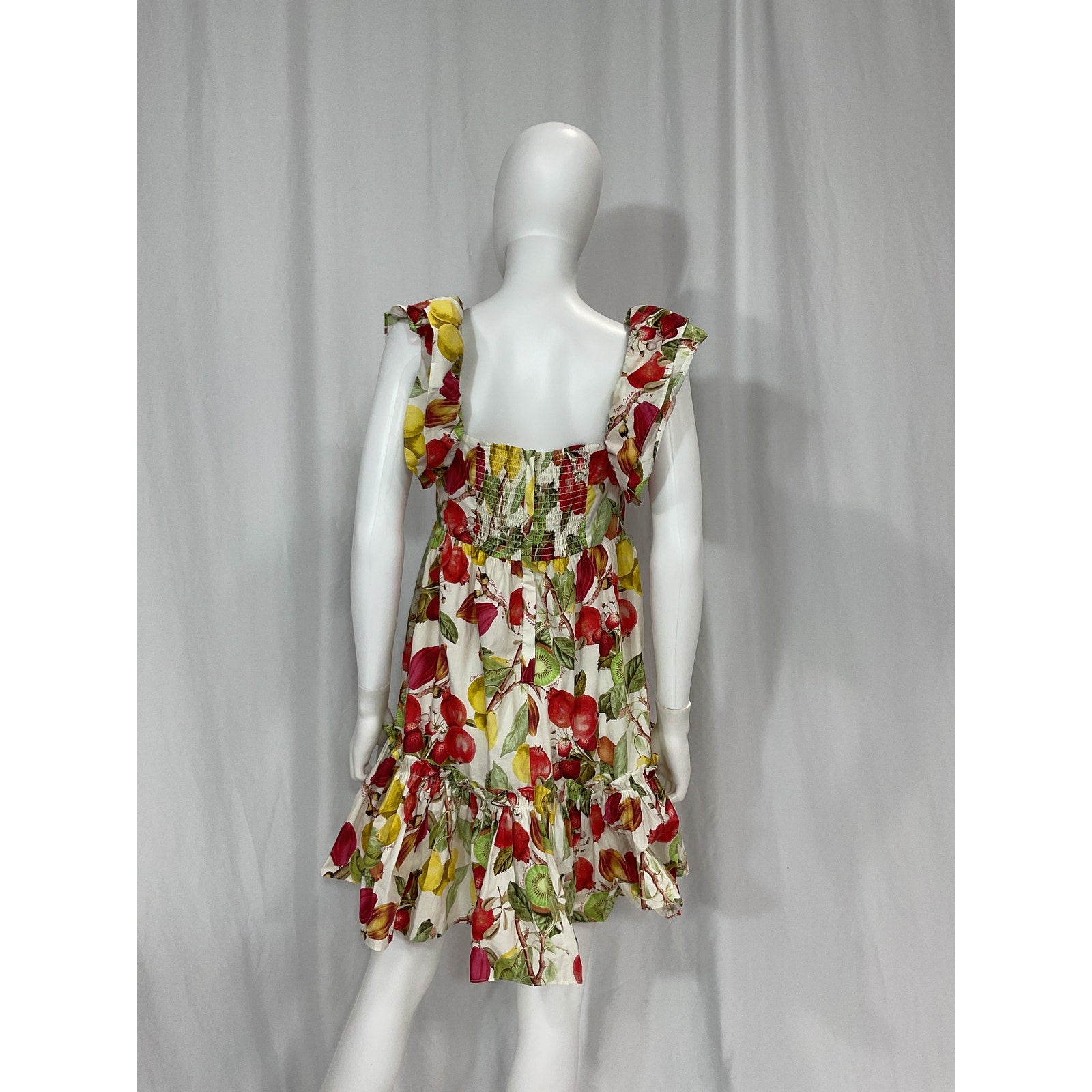 Cara Cara 'Lexa' Green Floral Cotton Poplin Puff Sleeve Mini Dress Size M