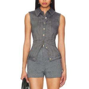 Matthew Bruch Structured Gray Button Front Vest Size 2