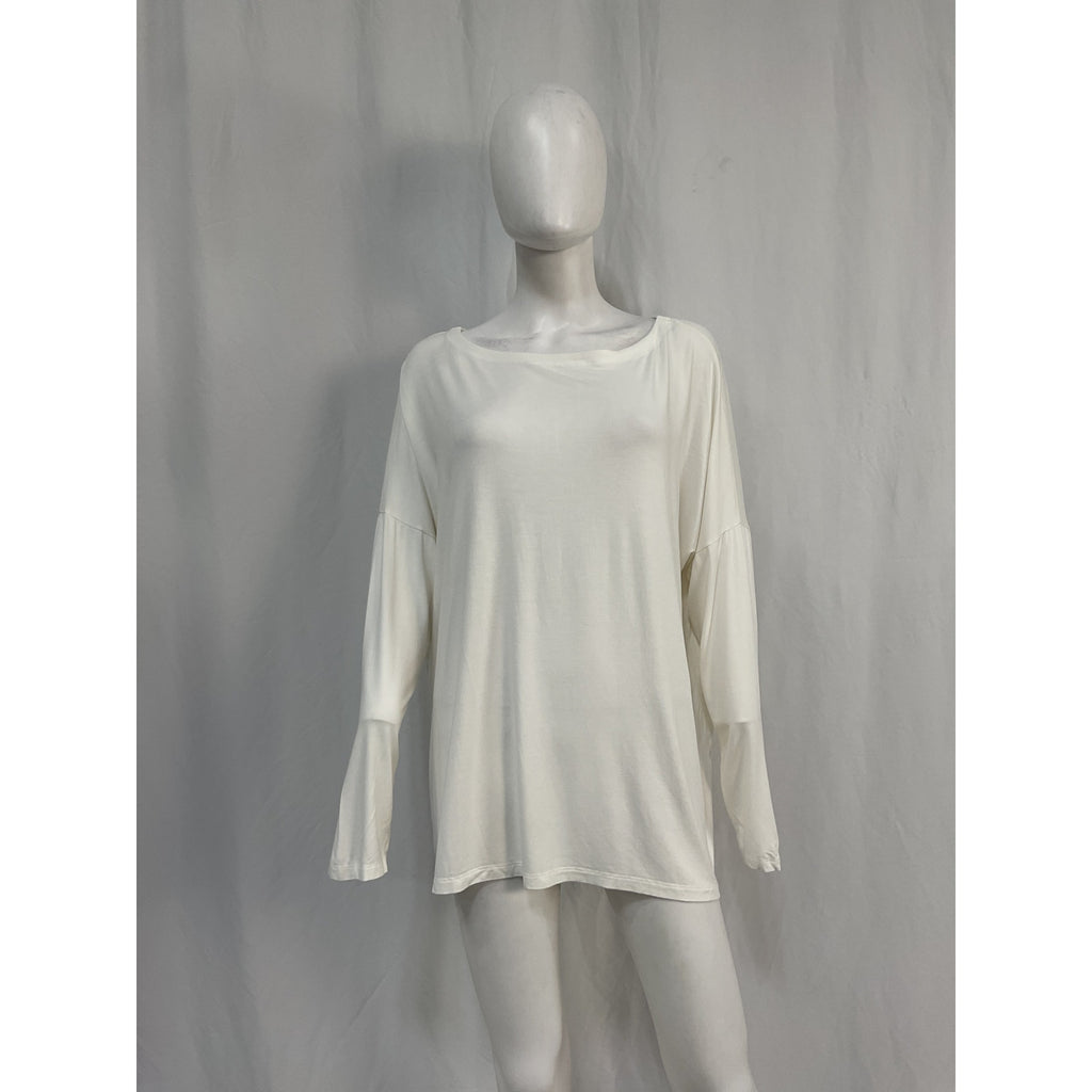 Hatch The Perfect White Viscose Long Sleeve Tee Size 4