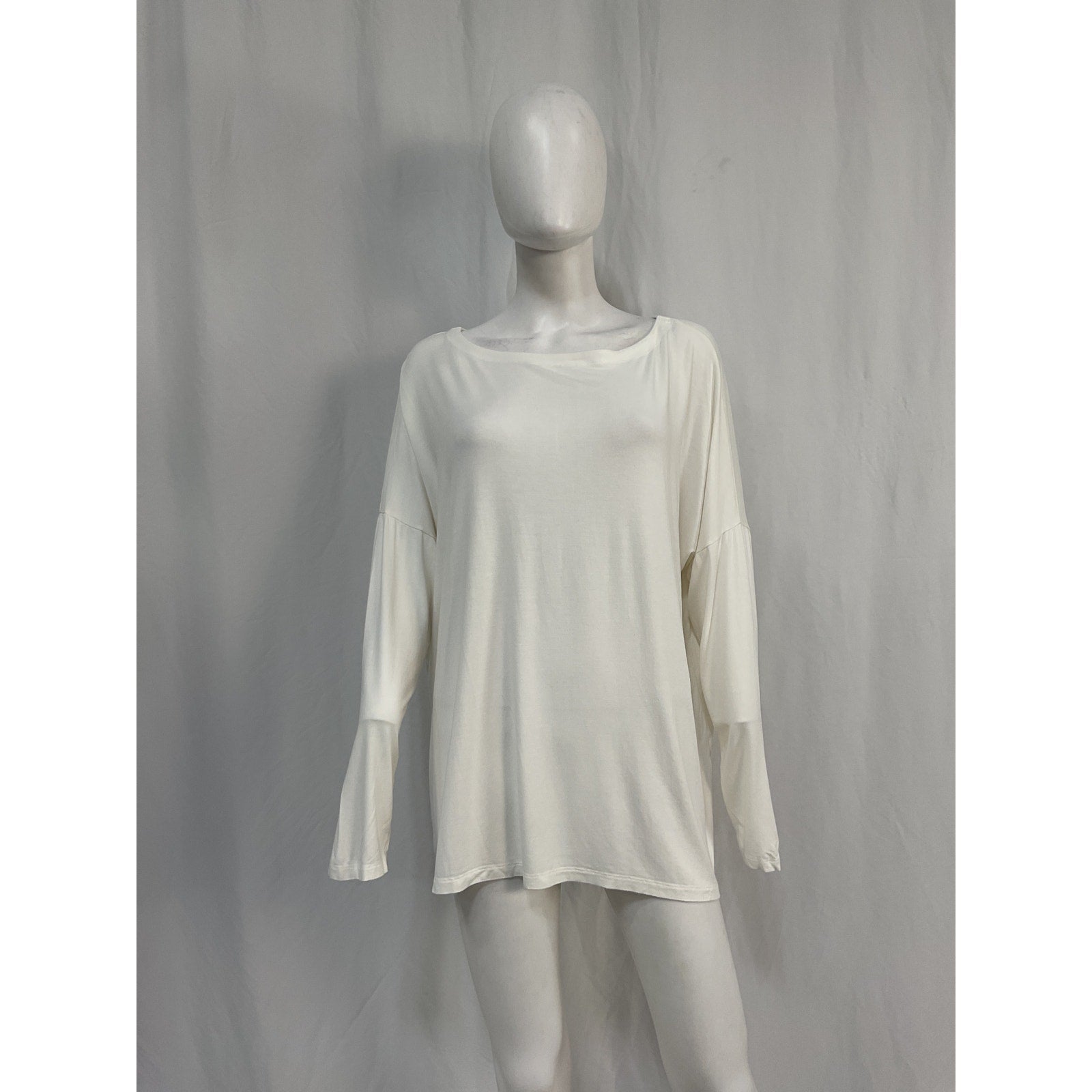 Hatch The Perfect White Viscose Long Sleeve Tee Size 4