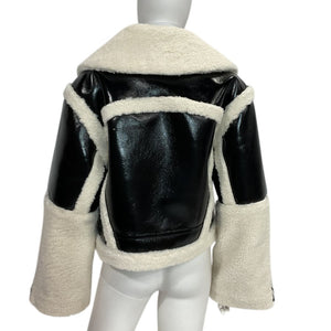 H:ours Plush Black & Ivory Lalita Jacket Size L