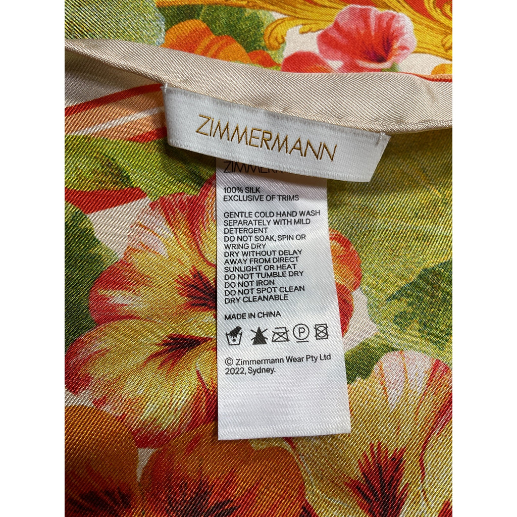 Zimmermann Floral-Print Orange Silk Twill Scarf Size OS