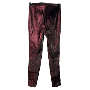 Area Shimmering Burgundy Lurex Skinny Pants Size XS