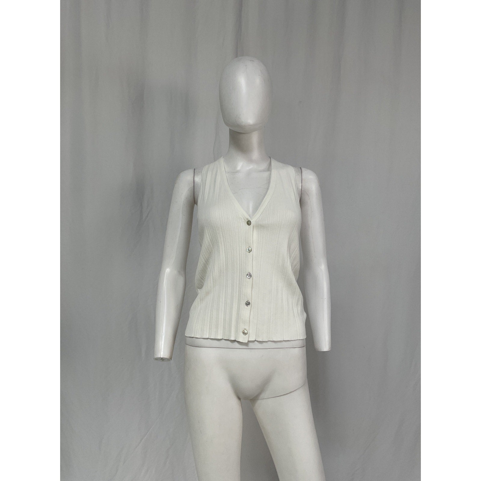 Vince Button White Cotton Tank Top Size S