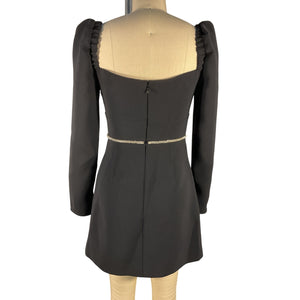 Self-Portrait Embellished Black Diamante Trim Mini Dress Size US 4