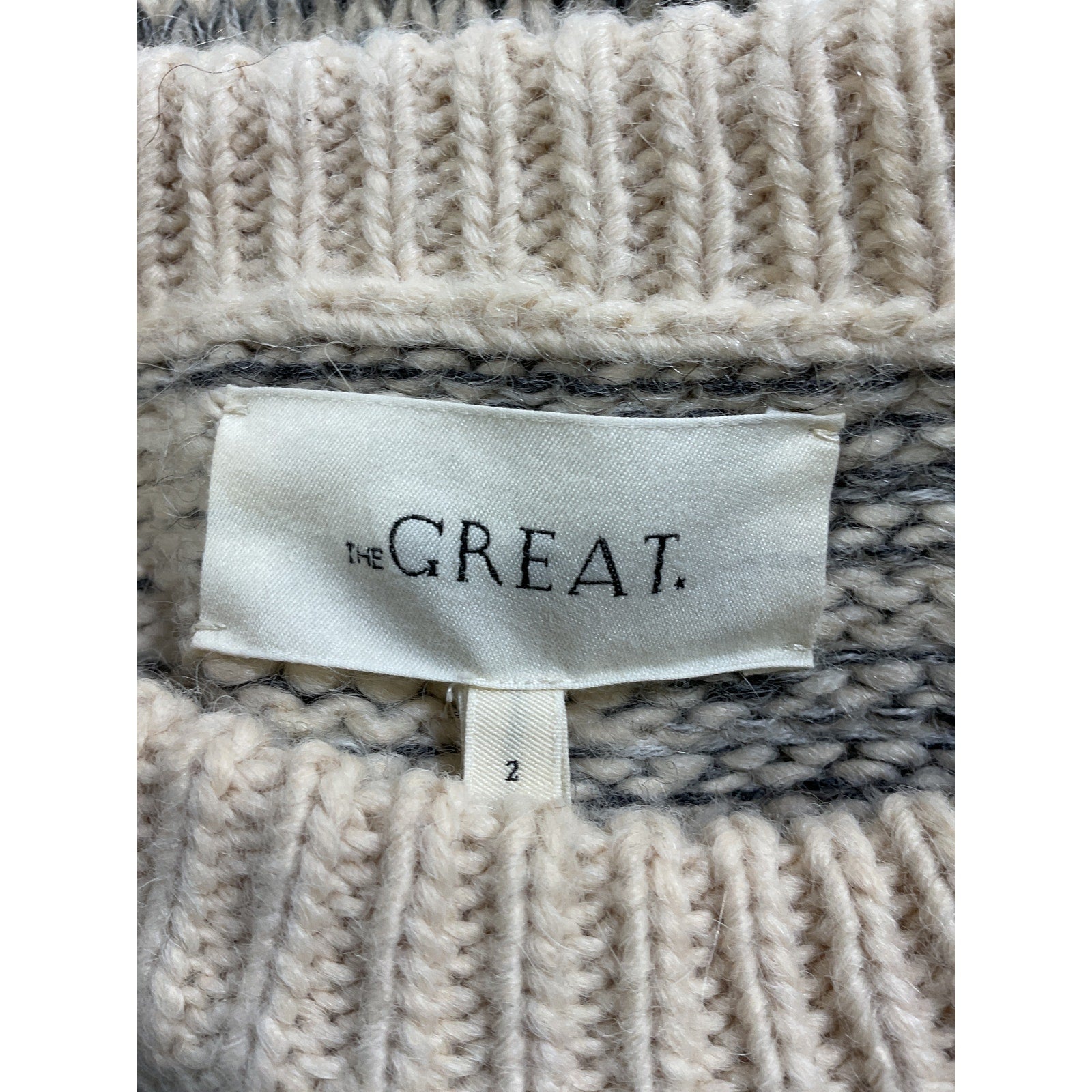The Great 'The Geo' Tan Check Alpaca-Blend Sweater Size 2