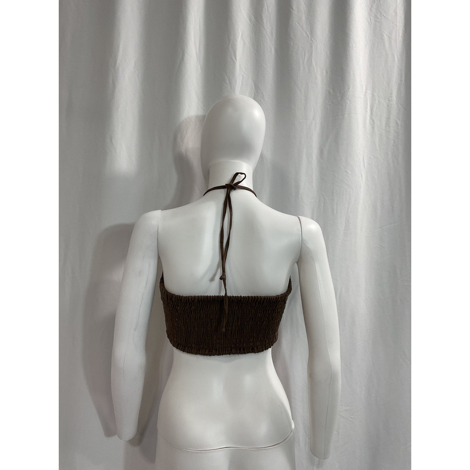 Faithfull The Brand 'Cyprus' Brown Halterneck Linen Top Size S