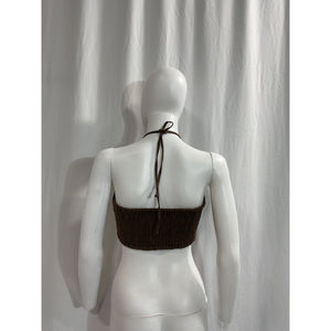 Faithfull The Brand 'Cyprus' Brown Halterneck Linen Top Size S