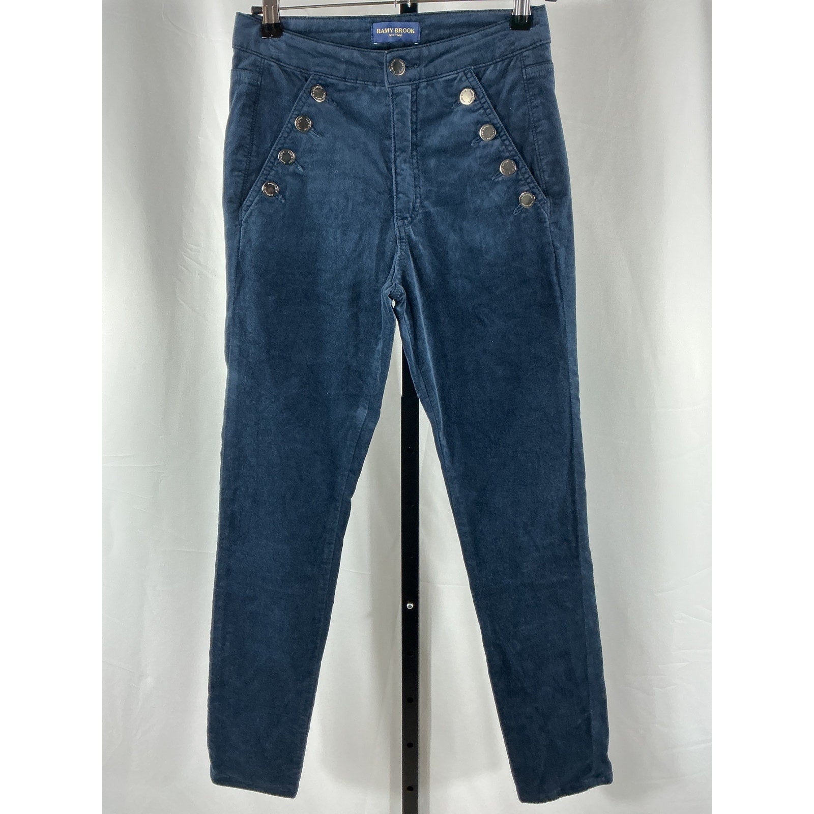 Ramy Brook 'Helena' Navy High-Rise Velvet Skinny Denim Jean Size 24