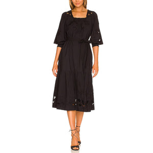 Cleobella Embroidered Black Harlow Dress Size M