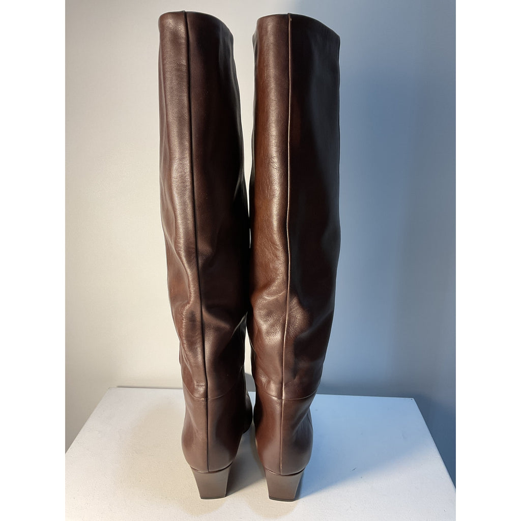 Paris Texas 'Jane' Brown Leather Boot 60 Size 8.5
