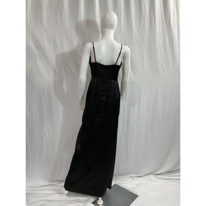 Aidan By Aidan Mattox Black V Neck Sleeveless Draped Column Gown Size 6