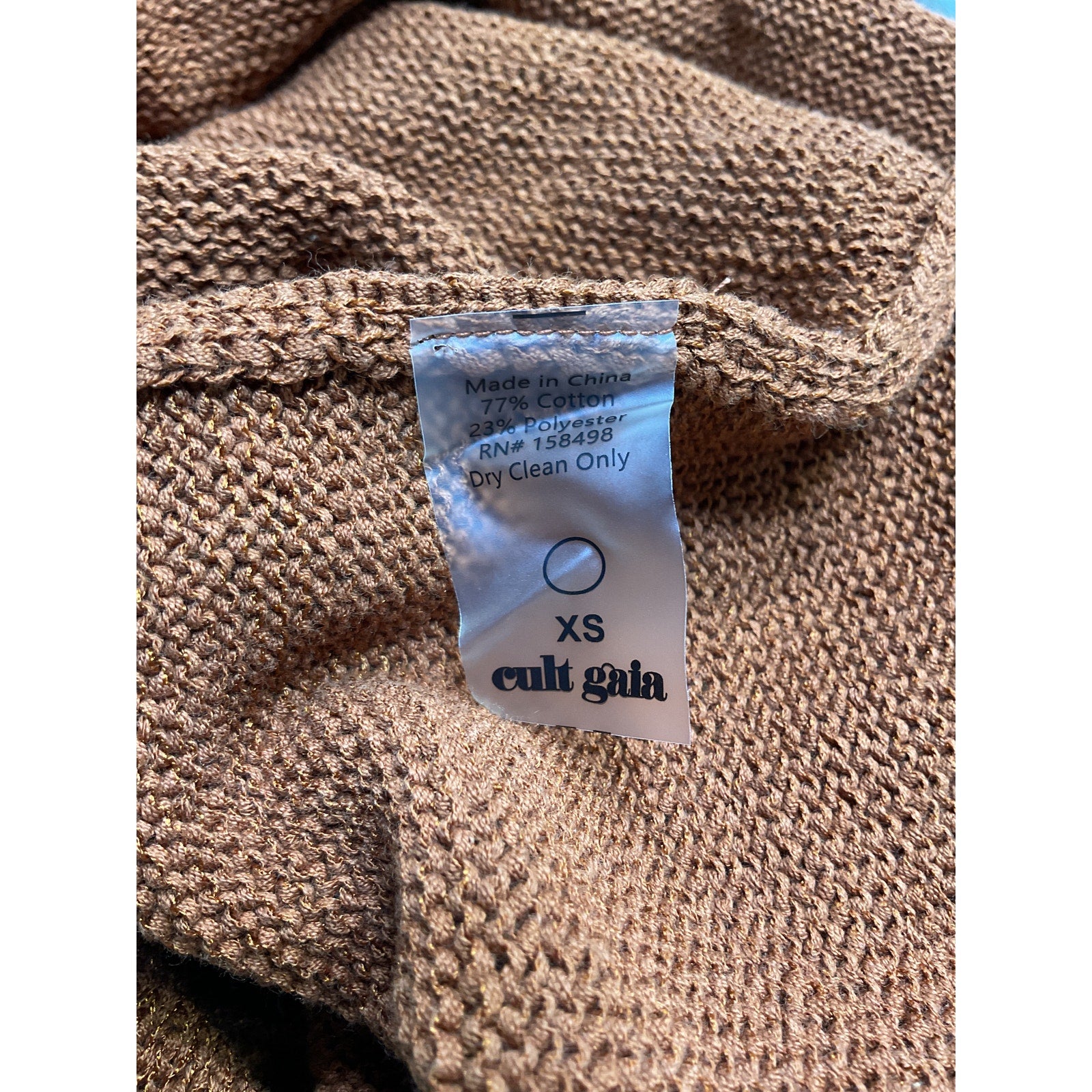 Cult Gaia Halterneck Brown Cotton Long Dress Size XS