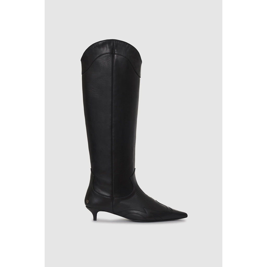 Anine Bing 'Tall Rae' Black Leather Boots Size 36