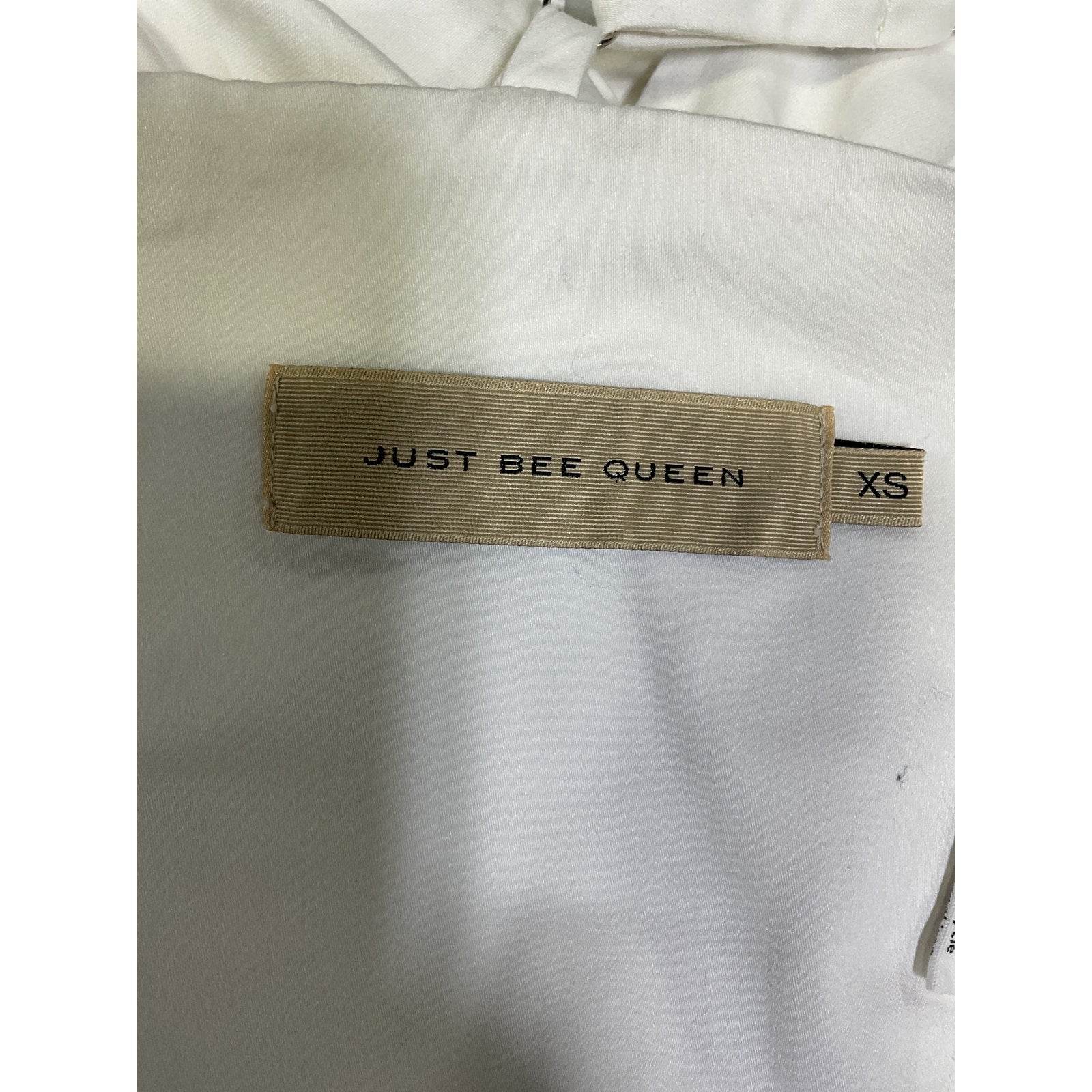 Just Bee Queen 'Orchid' White Off Shoulder Bow Detail Twill Top Size XS