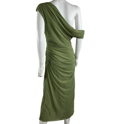 Significant Other Draped Green Drew Off Shoulder Midi Dress Size US 4