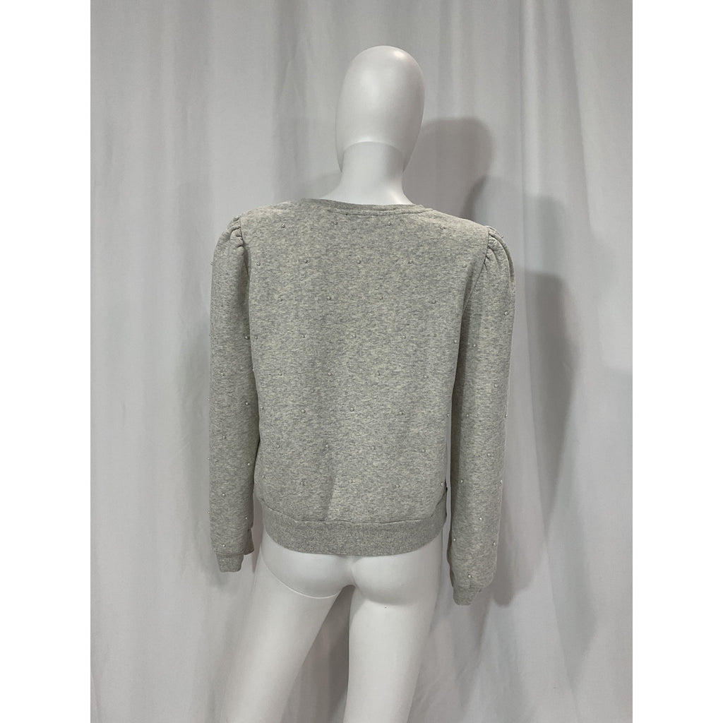 Generation Love 'Eleanor' Grey Crewneck Long Sleeve Pearl Sweatshirt Size M