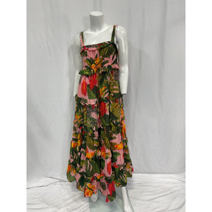 Farm Rio 'Cocoa' Pink Cotton Forest Maxi Dress Size S